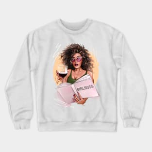 Girlboss with wine african american girl Crewneck Sweatshirt